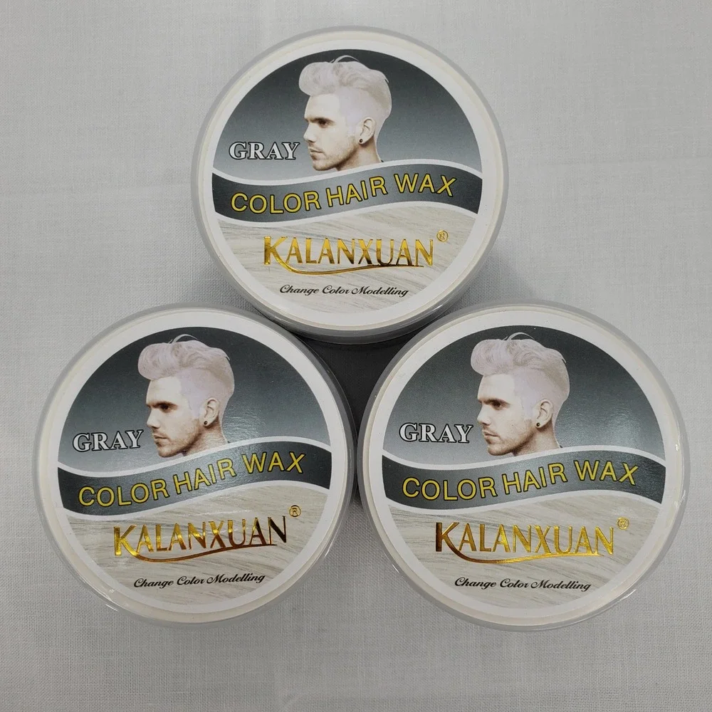 KALANXUAN Gray Color Hair Wax Temporary Hair Dye Styling Pomade Lot of 3 New‎
